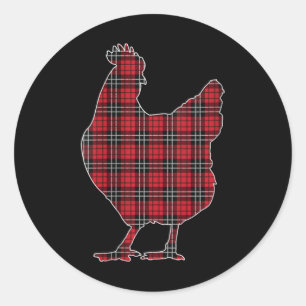Womens Red Buffalo Plaid Chicken Matching Family C Classic Round Sticker