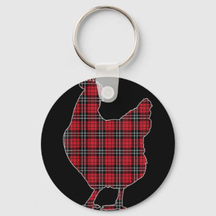 Womens Red Buffalo Plaid Chicken Matching Family C Key Ring