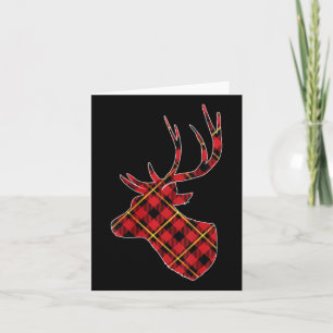 Womens Red Buffalo Plaid Deer Reindeer Head Christ Card