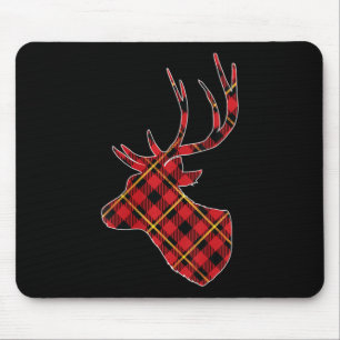 Womens Red Buffalo Plaid Deer Reindeer Head Christ Mouse Pad