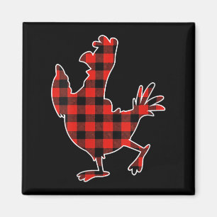 Womens Red Buffalo Plaid Pajama Chicken Merry Chri Magnet
