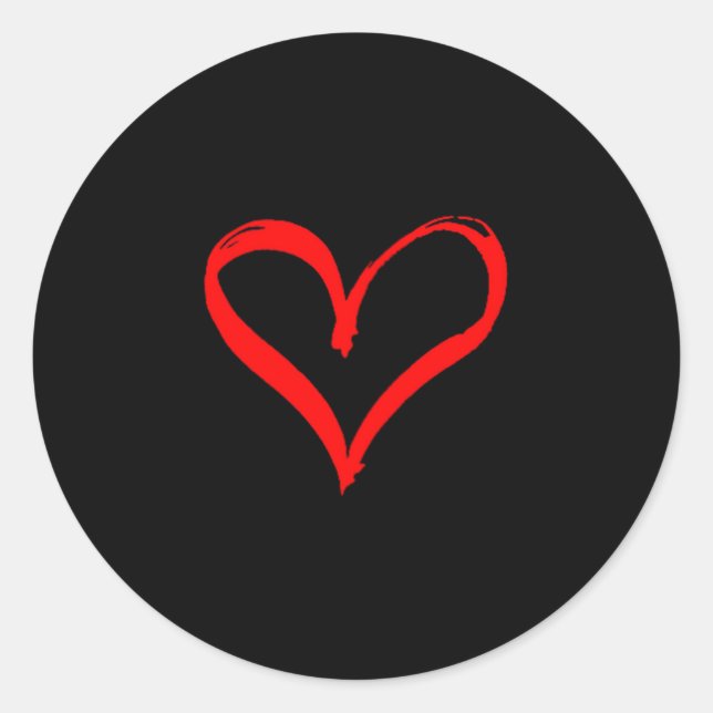 Women's Red Heart Funny Cute Design For Men Women  Classic Round Sticker (Front)