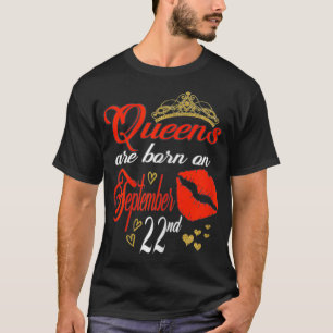 Womens Red Lip Print Queens are Born on September  T-Shirt