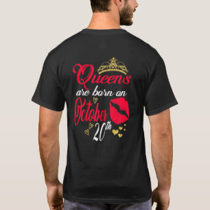 Womens Red Lips Queens Are Born On October 20th Li T-Shirt