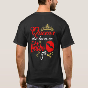 Womens Red Lips Queens Are Born On October 5th Lib T-Shirt