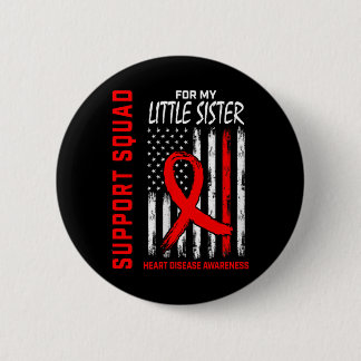 Womens Red Little Sister Heart Disease Awareness F 6 Cm Round Badge