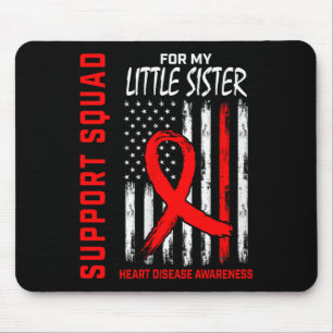 Womens Red Little Sister Heart Disease Awareness F Mouse Pad