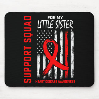 Womens Red Little Sister Heart Disease Awareness F Mouse Pad