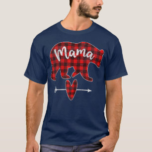 Womens Red Plaid Mama Bear Red Buffalo Plaid Mama T-Shirt