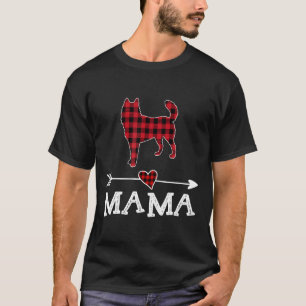 Womens Red Plaid Mama Siberian Husky Dog Mom Buffa T-Shirt