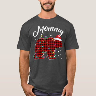 Womens Red Plaid Mommy Bear Matching Buffalo Pajam T-Shirt