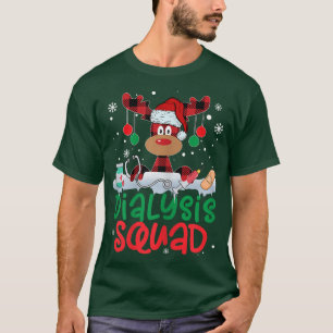 Womens Red Plaid Reindeer Santa Hat Dialysis Squad T-Shirt