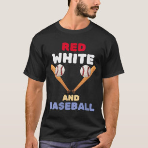 Women's red white and baseball patriotic bat ball T-Shirt