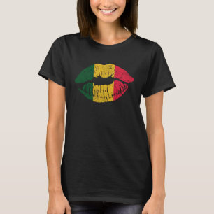 Womens Reggae Kissing Lips Flag Rastafari Rasta G T-Shirt