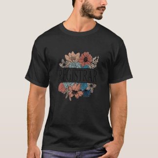 Womens Registrar Retro Flower Teacher T-Shirt