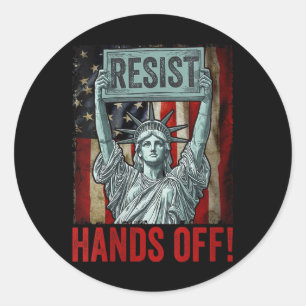 Womens Resist Resistance Statue Of Liberty Hands O Classic Round Sticker