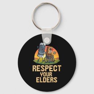 Women's Respect Your Elders Funny Retro Gaming Vid Key Ring