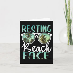 Womens Resting Beach Face Vintage Retro Funny Beac Card