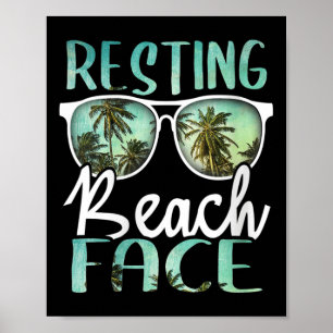 Womens Resting Beach Face Vintage Retro Funny Beac Poster
