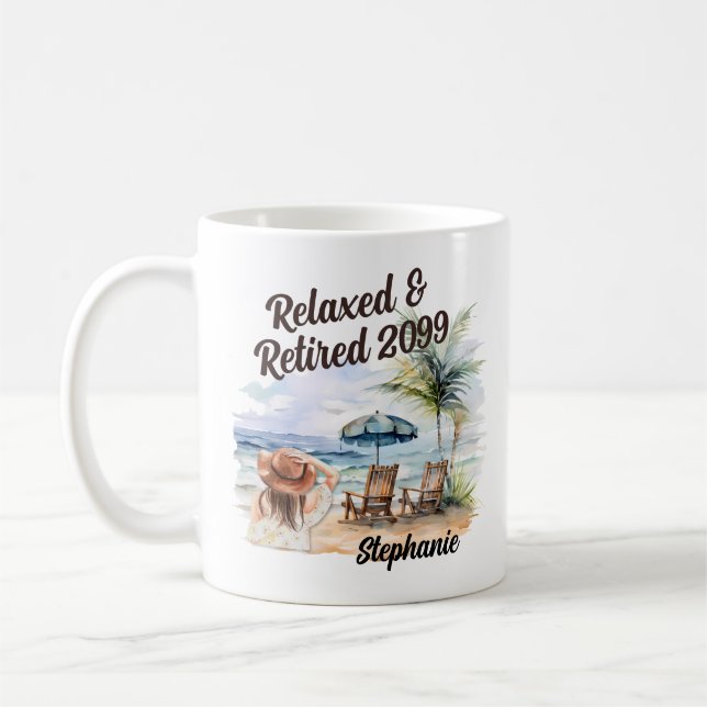 Women's Retirement Beach Chair  Coffee Mug (Left)