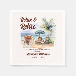 Women's Retirement Beach Chair Themed Party Napkin