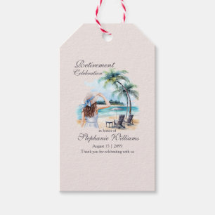 Women's Retirement Beach Themed Watercolor Gift Tags