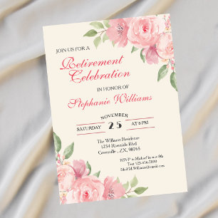 Women's Retirement Floral Elegant Rose  Invitation