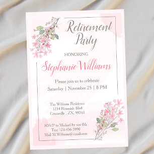 Women's Retirement Floral Minimalist Party Invitation