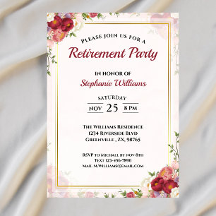 Women's Retirement Party Elegant Floral Bouquet  Invitation