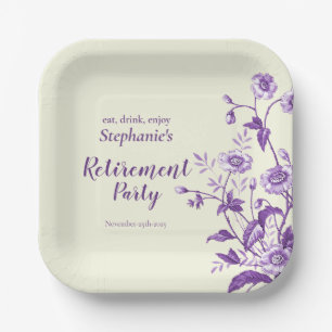 Women's Retirement Party Lavender Wildflower Paper Plate