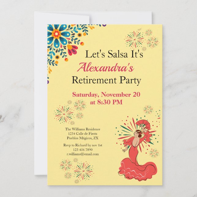 Womens Retirement Party Salsa Mexican Tropical  Invitation (Front)