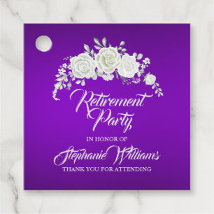 Women's Retirement Party Vintage White Rose Favour Tags
