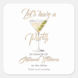 Women's Retirement Summer Cocktail Party Square Sticker