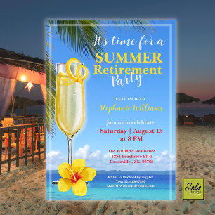 Women's Retirement Summer Ocean Cocktail Party Invitation