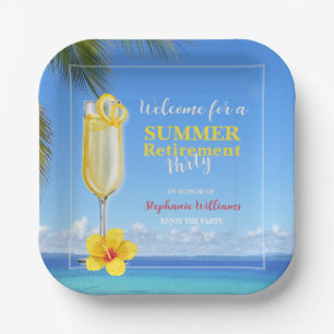 Women's Retirement Summer Ocean Cocktail Party Paper Plate