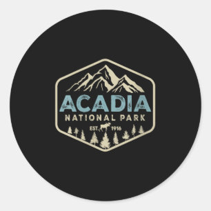 Womens Retro Acadia National Park Mountains Nature Classic Round Sticker