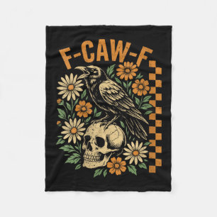 Womens Retro Black Crow F-caw-f Black Bird Skull F Fleece Blanket