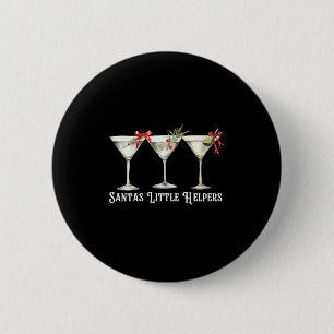 Womens Retro Funny Santa's Little Helper Martini M 6 Cm Round Badge