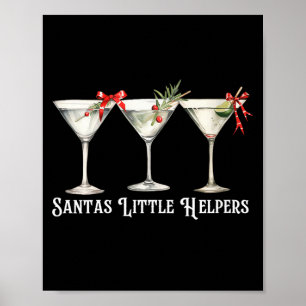 Womens Retro Funny Santa's Little Helper Martini M Poster