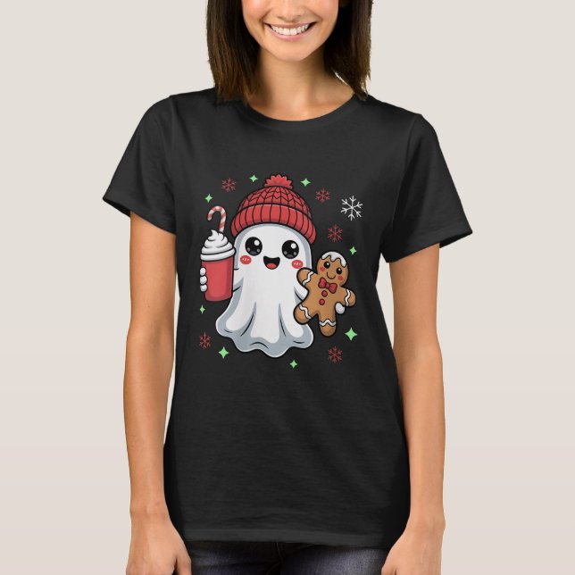 Womens Retro Ghost Beanie Christmas Holiday Xmas C T-Shirt (Front)