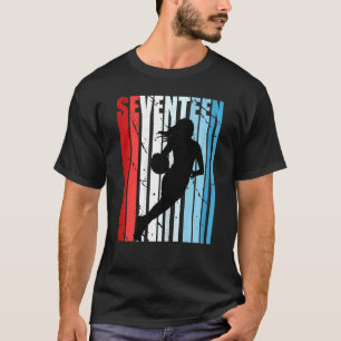 Womens Retro Girl 17th Basketball Birthday Player  T-Shirt