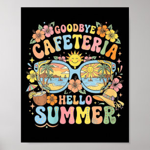 Women's retro goodbye cafeteria hello summer beach poster