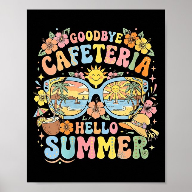 Women's retro goodbye cafeteria hello summer beach poster (Front)