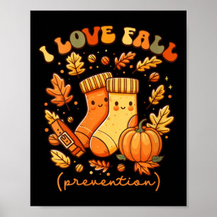 Womens Retro Groovy I Love Fall Prevention Fall Ph Poster