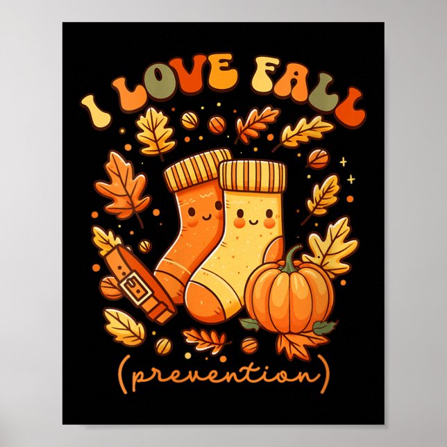 Womens Retro Groovy I Love Fall Prevention Fall Ph Poster (Front)