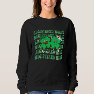 Womens Retro Groovy RN Registered Nurse St Patrick Sweatshirt