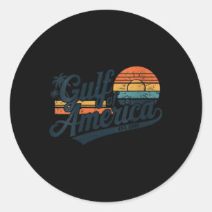 Womens Retro Gulf Of Usa America Est 2025 American Classic Round Sticker