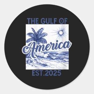Womens Retro Gulf Of Usa America Est 2025 American Classic Round Sticker