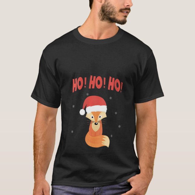 Womens Retro, Ho Ho Ho, Christmas, Santa Group Fox T-Shirt (Front)