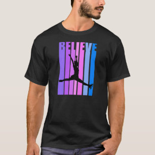 Womens Retro Ice Skating Skater Figure Skate Silho T-Shirt